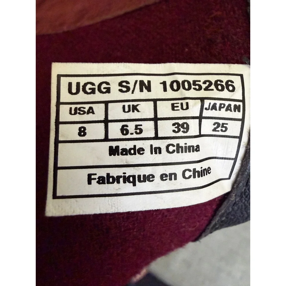 UGG Tall Boots Womens 8 Black Simmens Waterproof Suede Leather Wedge‎ Buckle